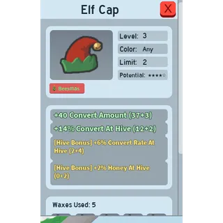 CHEAP 2% HONEY AT HIVE + 6% CONVERT AT HIVE ELF CAP | CHEAP GOOD BEEQUIP BEE SWARM SIMULATOR (SEE MY PROFILE FOR MORE!)