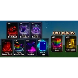 GROW A GARDEN 2 EVERYTHING BUNDLE | HYPNO BLOOM, DRAGON'S BREATH, MOON BLOOM, GHOST PEPPER, MEGA SEEDS AND MORE!