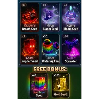 GROW A GARDEN 2 EVERYTHING BUNDLE LARGE | x3 HYPNO BLOOM, DRAGON'S BREATH, MOON BLOOM, GHOST PEPPER AND MORE!