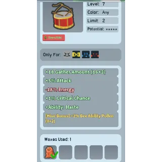 RARE GOOD ONLY 1 WAX 2% BEE ABILITY POLLEN TOY DRUM (1 WAXED 2 BAP DRUM) | BEEQUIP BEE SWARM SIMULATOR