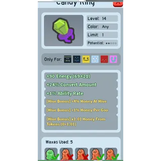 SUPER RARE x1.01 HONEY FROM TOKEN CANDY RING (120+ VALUE) | RARE GOOD BEEQUIP BEE SWARM SIMULATOR (SEE MY PROFILE FOR MORE!)