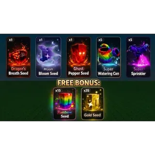 GROW A GARDEN 2 EVERYTHING BUNDLE | DRAGON'S BREATH, MOON BLOOM, GHOST PEPPER, SUPER WATERING CAN, SUPER SPRINKLER AND MORE!