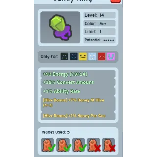 GOOD 7% HONEY AT HIVE CANDY RING (7 HAH RING) | CHEAP GOOD BEEQUIP BEE SWARM SIMULATOR