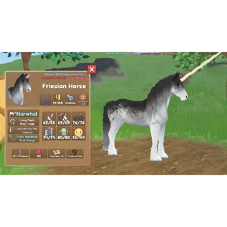 Narwhal Friesian with horn