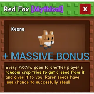 6 RED FOX + BONUS - EXCLUSIVE PRICE - FAST DELIVERY- GROW A GARDEN 