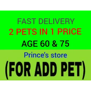 PET EQUIP SLOT - 2 RANDOM PETS WITH AGE 60 + 75 + MASSIVE BONUS + FAST DELIVERY - GROW A GARDEN