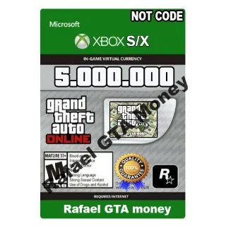 GTA 5 xbox S and X Shark Card Money Grand Theft Auto V Online $ 5,000,000 NOT CODE Read description cash