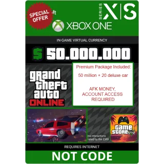 GTA 5 XBOX Money Grand Theft Auto V Online $ 50,000,000 AFK + 20 DELUXE (PREMIUM PACKAGE)