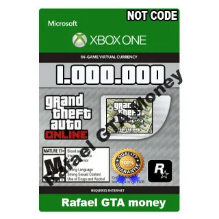 Gta 5 Shark Card Money Xbox one Grand Theft Auto V Online $ 1,000,000 NOT CODE Read description cash