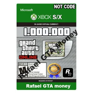 GTA 5 xbox S and X Shark Card Money Grand Theft Auto V Online $ 1,000,000 NOT CODE Read description cash