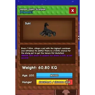 Venom Giant Scorpion 60KG+