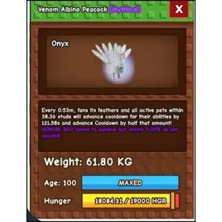 Venom Albino Peacock 61kg+
