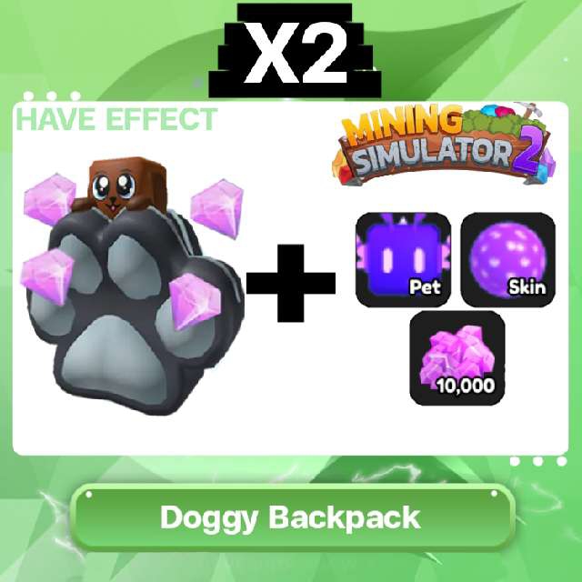 Roblox 🔑Key🔑 X2 ⚡Doggy Backpack Mining Simulator 2⚡ Game Items