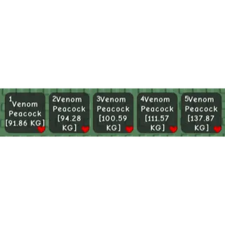 5x Titanic Venom Peacocks 91-137kg