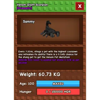 Venom Giant Scorpion Grow a Garden 