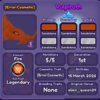 ERROR COSMETIC VULPIRUTH - DRAGON ADVENTURES