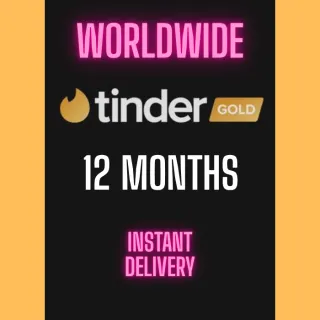 Tinder Gold 12 Months Promo Code  (Works Worldwide with Instructions.)  24/7 Auto Delivery.