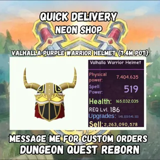 Purple Valhalla Warrior Helmet (7.4M Pot) | Dungeon Quest Reborn