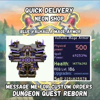 Blue Valhalla Mage Armor (6.92M Pot) | Dungeon Quest Reborn