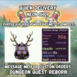 Purple Valhalla Mage Helmet (7.09M Pot) | Dungeon Quest Reborn