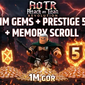 Attack on Titan Revolution 1m gem+ prestige 5 +memory scroll | Game Account 