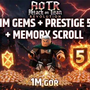 Attack on Titan Revolution 1m gem+ prestige 5 +memory scroll | Game Account 