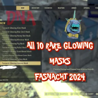 EVERY RARE MASK(20)  FASNACHT Glowing + Non glowing 