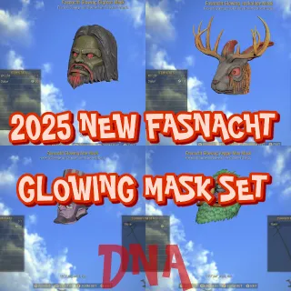 2025  4 NEW GLOWING FASNACHT MASK SET (Jack/Abe/Big/Veg)