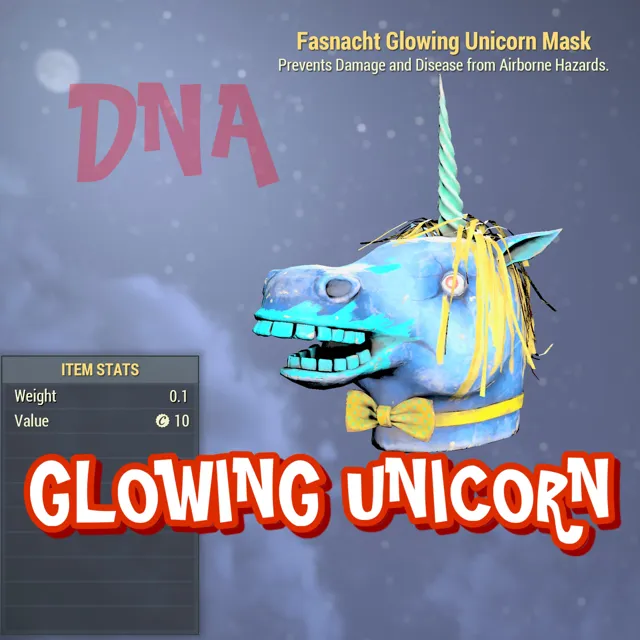 GLOWING UNICORN MASK FASNACHT - Fallout 76 Game Items - Gameflip