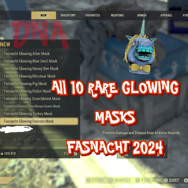 EVERY RARE GLOWING FASNACHT MASK (10) - Fallout 76 Game Item - Gameflip