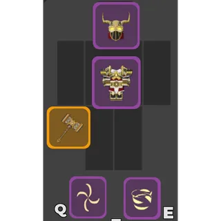 Dungeon Quest Reborn Blue Valhalla Warrior Set with Legendary Weapon + Spells