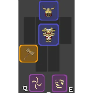 Dungeon Quest Reborn Blue Valhalla Warrior Set with Legendary Weapon + Spells