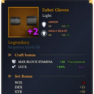 Zubei Gloves 16% Luck | Devas of Creation