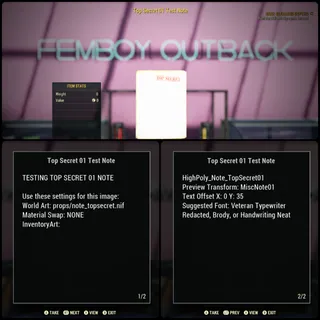 Top Secret 01 Test Note