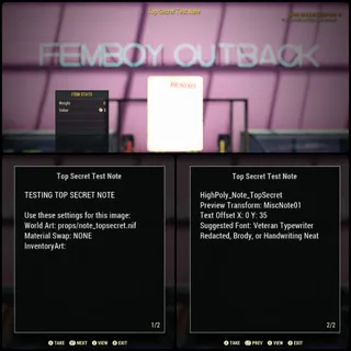 Top Secret Test Note