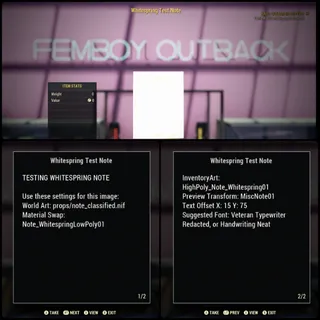 Whitespring Test Note