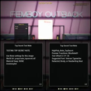 Top Secret Test Note
