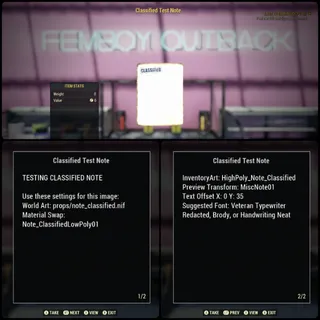 Classified Test Note