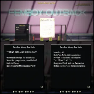 Garraham Mining Test Note