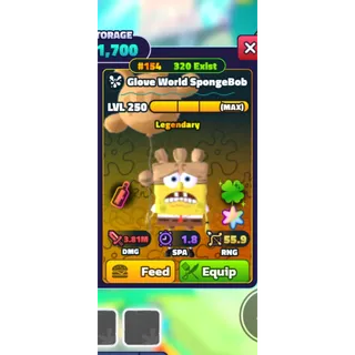 GLOVE WORLD SPONGEBOB SS (gold serial) SPONGEBOB TOWER DEFENSE
