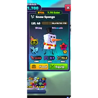 SNOW SPONGE  SHINY 1S (gold serial) SPONGEBOB TOWER DEFENSE 