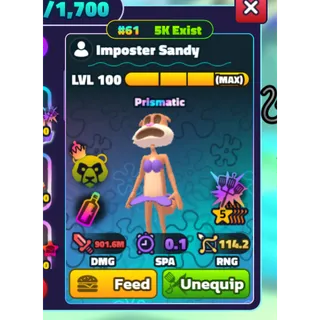IMPOSTER SANDY 5S (rainbow serial) MAX LVL  SPONGEBOB TOWER DEFENSE