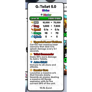 G_TOILET 5.0 COSMIC DEVINE (MASTER) SKIBIDI TOWER DEFENSE