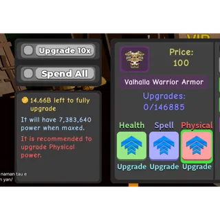 Valhalla warrior armor 7.38 max - high pot | DQR Dungeon quest reborn