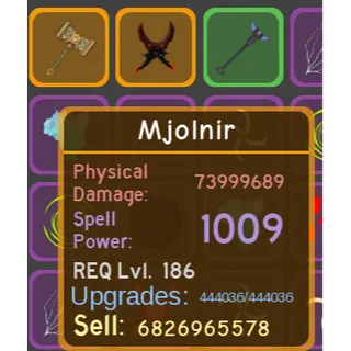 73.99 Mjolnir Near God Pot | warrior end game | dqr | dungeon quest reborn