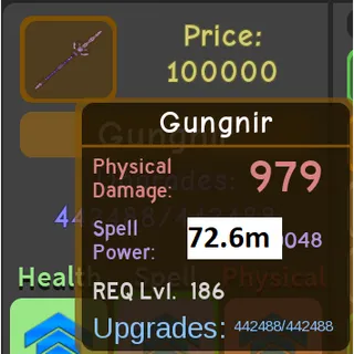 Legendary Gungnir 72.6m | Dungeon Quest Reborn 