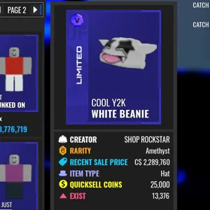 Cool Y2K White Beanie