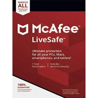 McAfee LiveSafe 1 USER 1 Year UNLIMITED DEVICES ✅ Region Free