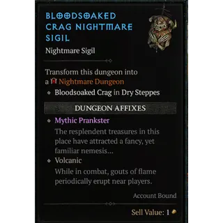 Diablo 4 | S12 | 50x Run T4 Sigil Nightmare Mythic Prankster (1x Mythic Uniques+1x Resplendent Spark Per Run)