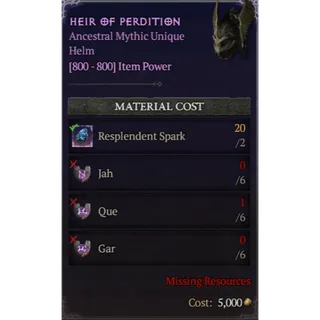 Diablo 4 | S13 | Rune | x6 Jah, x6 Que, x6 Gar | 1 Set Rune Heir Of Perdition